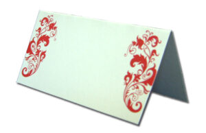 PL04 Magenta red flourish table place cards-0