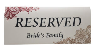 RV 101 Table Decor Reserved Card Bride's Family -4441