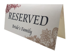RV 101 Table Decor Reserved Card Bride's Family -0