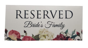 RV 102 Table Setting Reserved Card Bride's Family -4439
