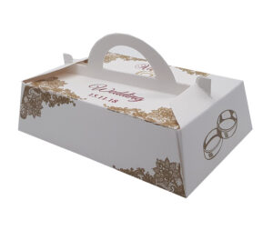 Rectangle with handle shape favour boxes Gold printed table favour boxes