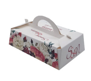 Rectangle with handle shape favour boxes Pink Rose floral printed table favour boxes