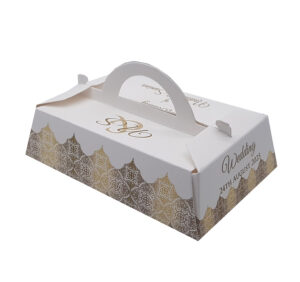 Rectangle with handle shape favour boxes Gold printed table favour boxes