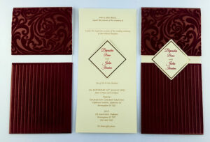 Maroon Velvet Pocket Invitation Cards SC 2696-4897