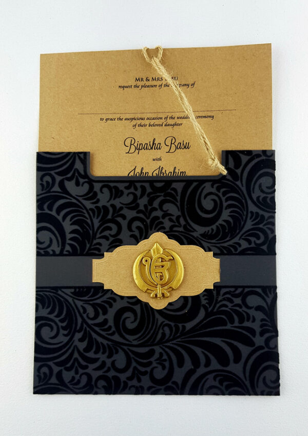Sikh Black Velvet Pocket Invitation SC 5577 -4919