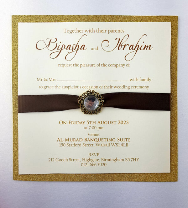 Gold Shimmer Ribbon Invitation SR 101-4567