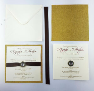 Gold Shimmer Ribbon Invitation SR 101-0