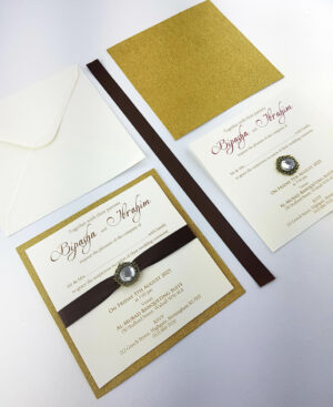 Gold Shimmer Ribbon Invitation SR 101-4566