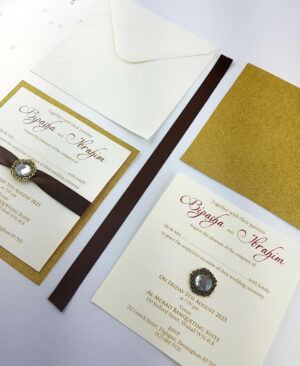 Gold Shimmer Ribbon Invitation SR 101-4565