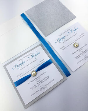 Silver Shimmer Ribbon Invitation SR 103 -4574