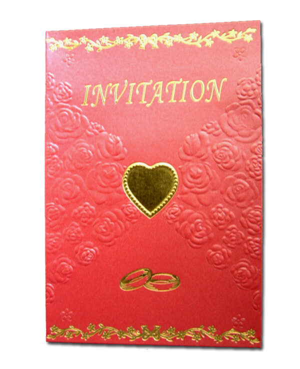 W0191 Heart and roses red and gold party invitations-1527
