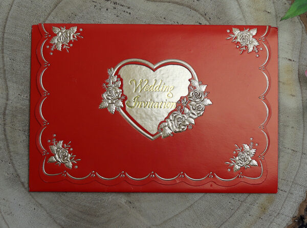 W020K01 Cherry red heart flowers wedding invitations-7826