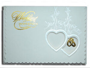 W024A Ivory and pearl foil rings and hearts Wedding Invitation-0