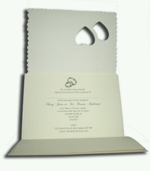 W024A Ivory and pearl foil rings and hearts Wedding Invitation-1701