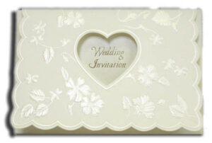 Vintage Off White Embossed Invitation W064A -0