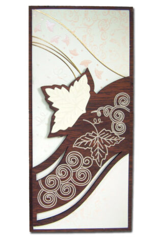 WN075 Ivy leaf carved brown wooden invitations-1543