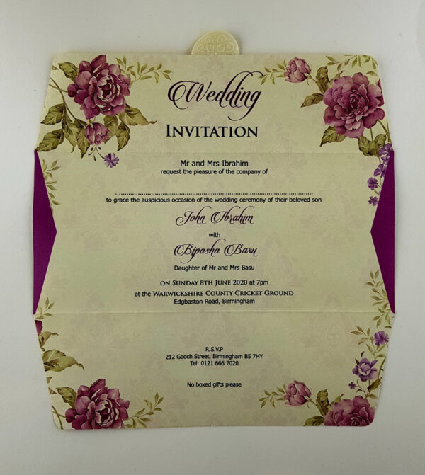 SC 2674 Purple Maroon Floral Double Sided Invitation-5019