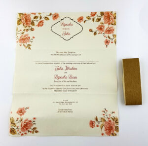 floral folded rustic invitation
