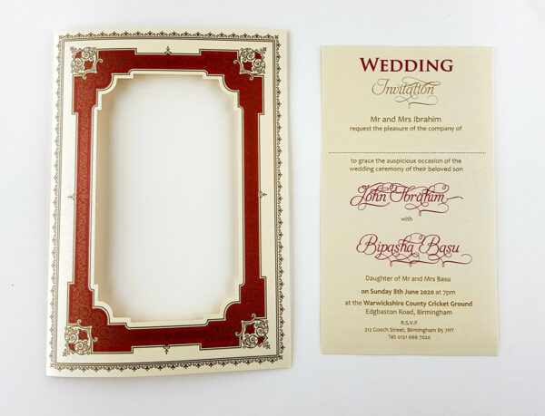 SC 2756 Vintage Rgeal Frame Maroon & Gold Invitation-5033