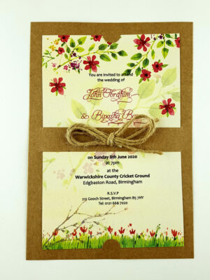 SC 2766 Layered kraft, twine burgundy and green floral invitation-0