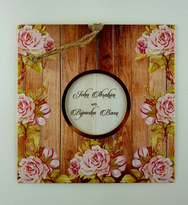 SC 2775 Square Pink Rose flower Pocket Invitation-5047