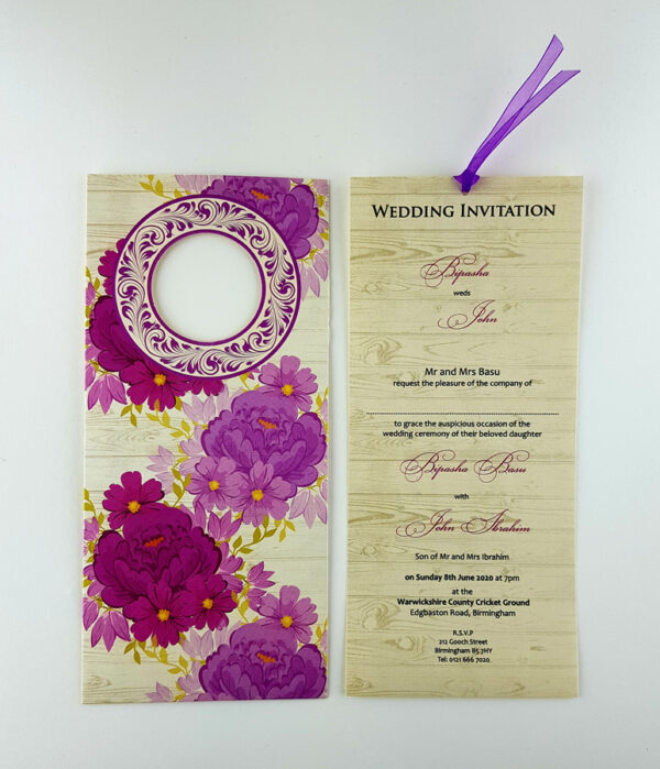 SC 2782 Purple and maroon Flower Pocket Invitation-5066
