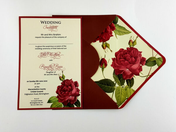 SC 5566 Gorgeous red rose printed envelope invitation-5091
