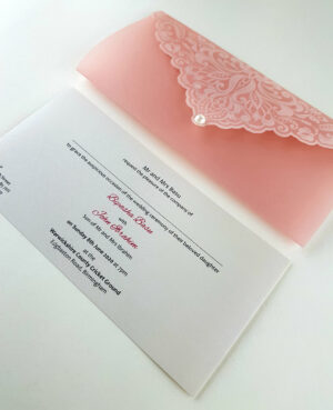 Elegant Pink Pearl Translucent Vellum Invitation SC 5576 -5098