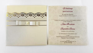 SC 5648 Ivory gold foiled pearl ribbon Invitation-5116