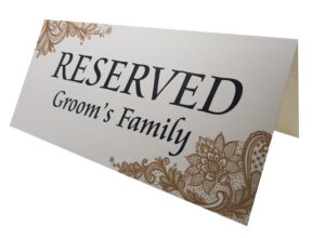 1 x pack of 10 Wedding Table Reserved Cards-5153