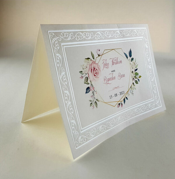 Panache 3077 Ivory nouveau floral embossed card-5347