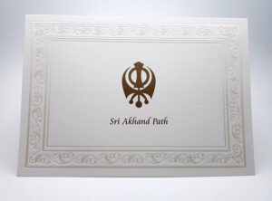 Foiled gold khanda Cards Near Me Wedding Card Printing