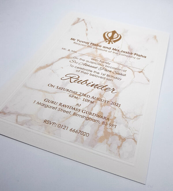 Panache 0028 Marble Effect Akhand Path Invitation-5555