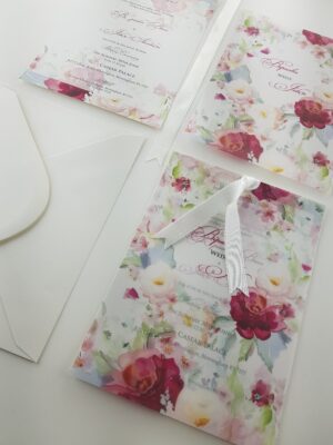 ABC 996 Lavish Pastel Pink Wreath Vellum Invitation -5775