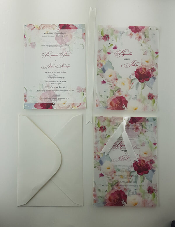 ABC 996 Lavish Pastel Pink Wreath Vellum Invitation -5776
