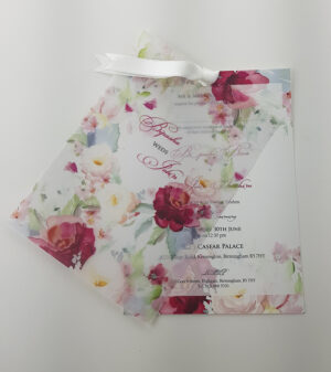 ABC 996 Lavish Pastel Pink Wreath Vellum Invitation -0