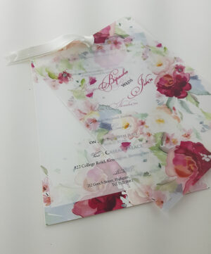 ABC 996 Lavish Pastel Pink Wreath Vellum Invitation -5781