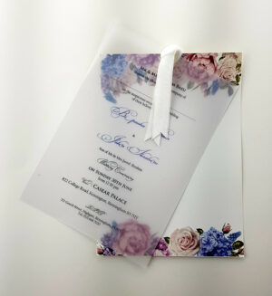 A5 Vellum Invitation with ribbon