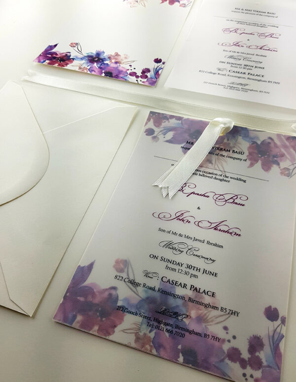 ABC 981 Watercolour Floral Vellum Invitation -5789