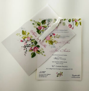 Ribbon and Floral Vellum Invitations