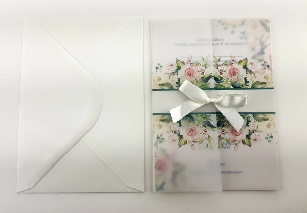 ABC 985 Translucent Floral Vellum Invitation with Satin bow -5852