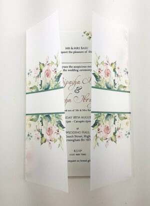 ABC 985 Translucent Floral Vellum Invitation with Satin bow -5855