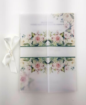 ABC 985 Translucent Floral Vellum Invitation with Satin bow -5856