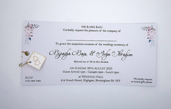 Floral insert text for Muslim wedding cards matter