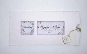 Simple white pocket wedding card design