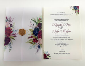 ABC 987 Translucent Floral Vellum Invitation with Gold Wax Seal-5884