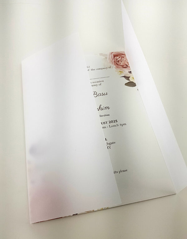 ABC 988 Translucent Floral Vellum Invitation with Gold Wax Seal-5889
