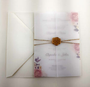 ABC 988 Translucent Floral Vellum Invitation with Gold Wax Seal-5896