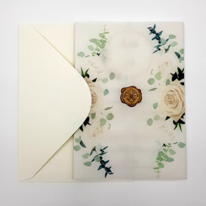 ABC 990 Translucent Floral Vellum Invitation with Gold Wax Seal-5909