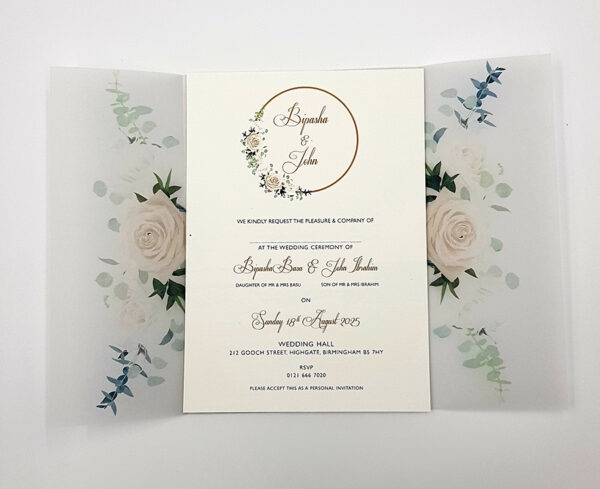 ABC 990 Translucent Floral Vellum Invitation with Gold Wax Seal-5912